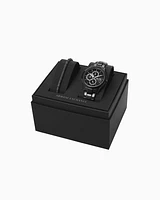 Armani Exchange - Black Stainless Steel Multifunction Watch and Bracelet Set, Man, Multicoloured, Size: TU