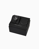 Armani Exchange -  Multifunction Black Stainless Steel Watch and Necklace Set, Man, Multicoloured, Size: TU