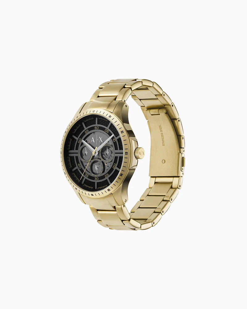 Armani Exchange - Armani Exchange Multifunction Gold-Tone Stainless Steel Watch, Man, Multicoloured, Size: TU