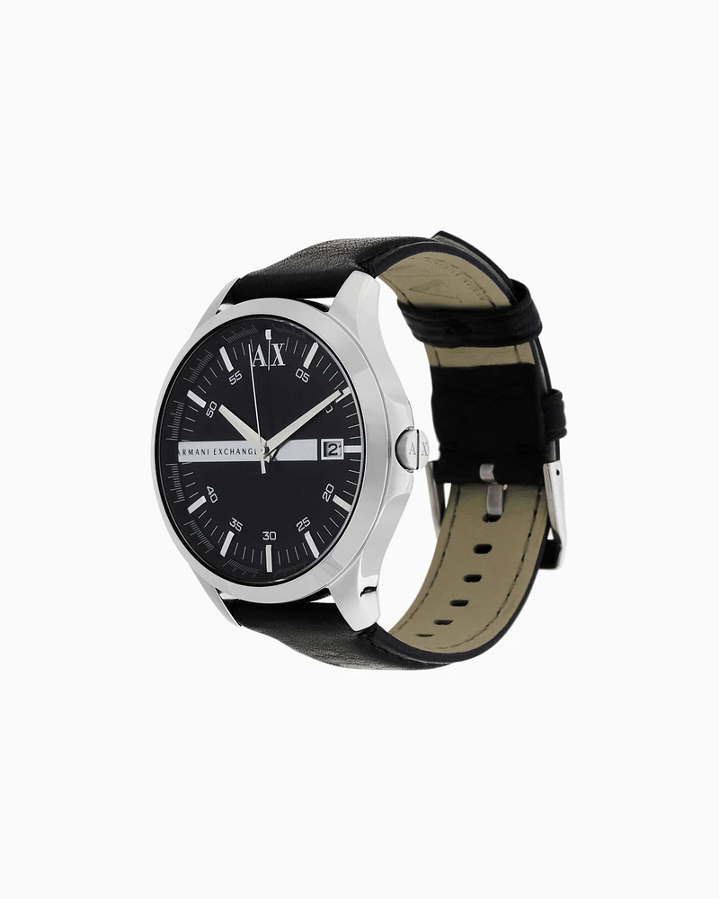 Armani Exchange - Three-hand watch with leather strap, Man, Multicoloured, Size: TU