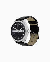 Armani Exchange - Three-hand watch with leather strap, Man, Multicoloured, Size: TU