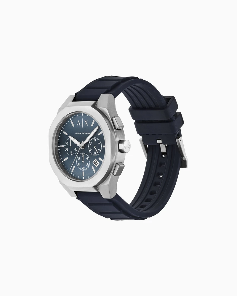 Armani Exchange -  Chronograph Blue Silicone Watch, Man, Multicoloured, Size: TU
