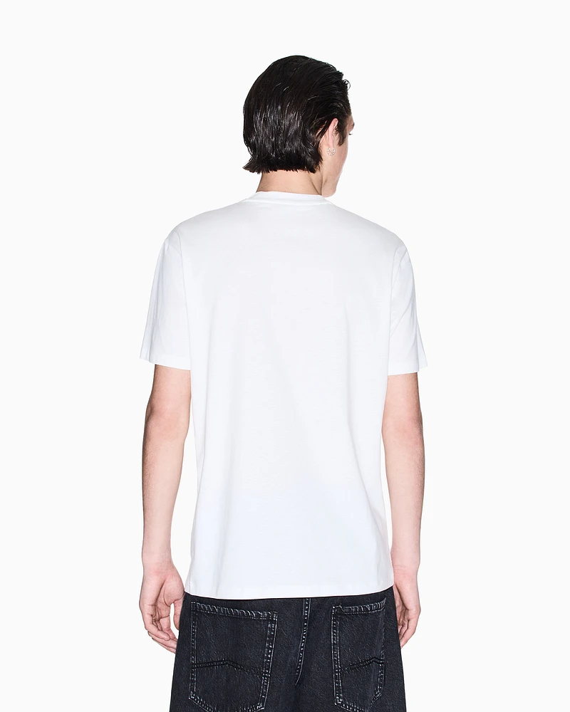 Armani Exchange - Regular fit T-shirt with logo and patch on the chest, Man, White, Size: