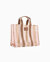 Armani Exchange - Transparent striped fabric shopper bag, Woman, Pink, Size: TU