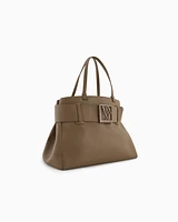 Armani Exchange - Large shoulder bag with ASV logo detail, Woman, Brown, Size: TU