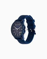 Armani Exchange - Armani Exchange Chronograph Blue Silicone Watch, Man, Blue, Size: TU