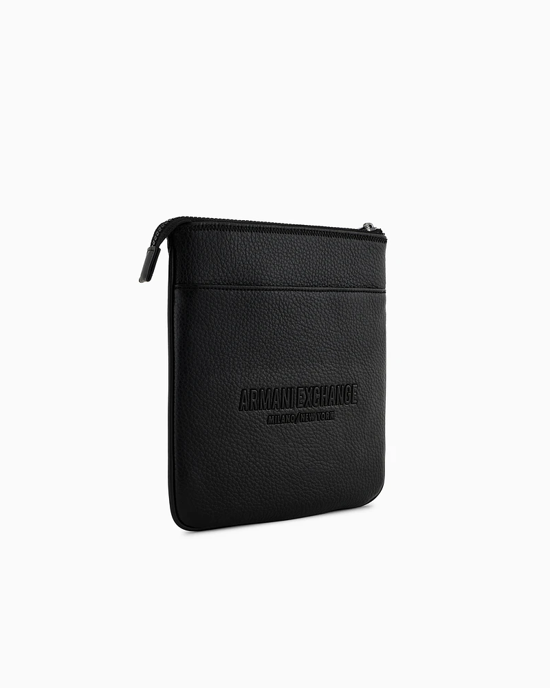 Armani Exchange - Flat shoulder bag with logo, Man, Black, Size: TU