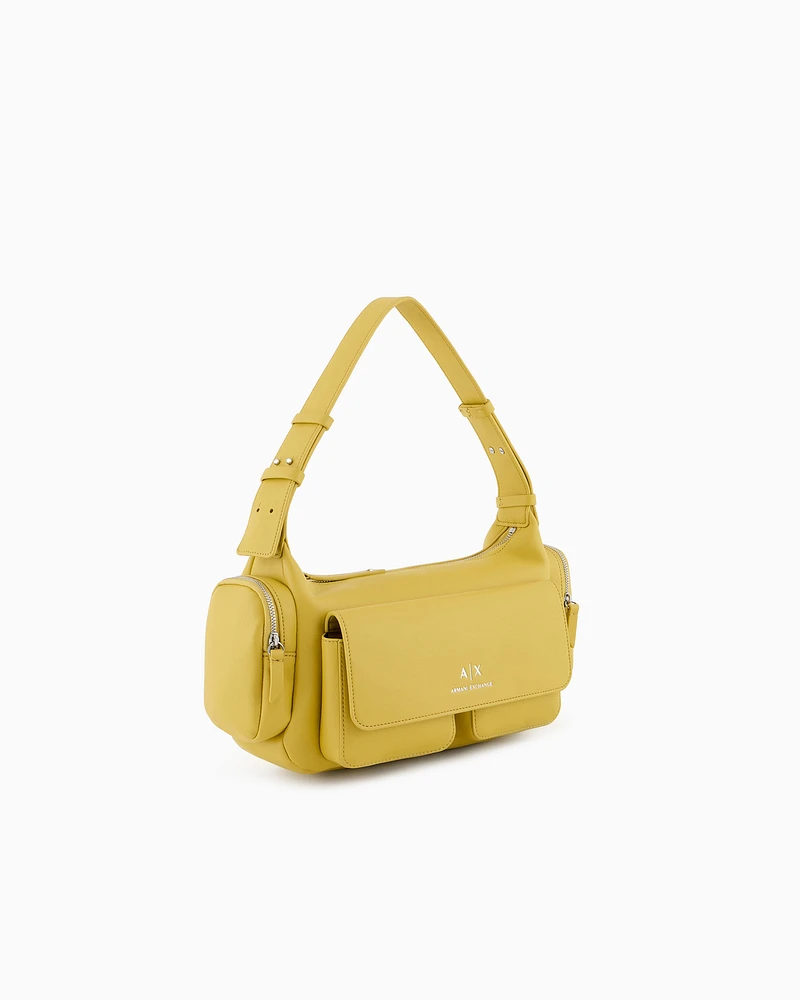 Armani Exchange - Large shoulder bag with side pockets, Woman, Yellow, Size: TU