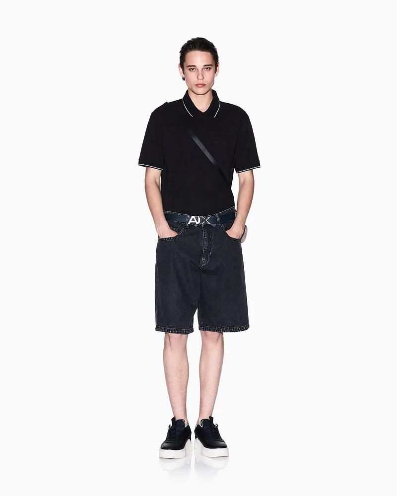 Armani Exchange - Regular fit mercerised cotton polo, Man, Black, Size: