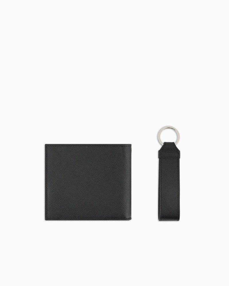 Armani Exchange - Wallet and keychain set, Man, Black, Size: TU