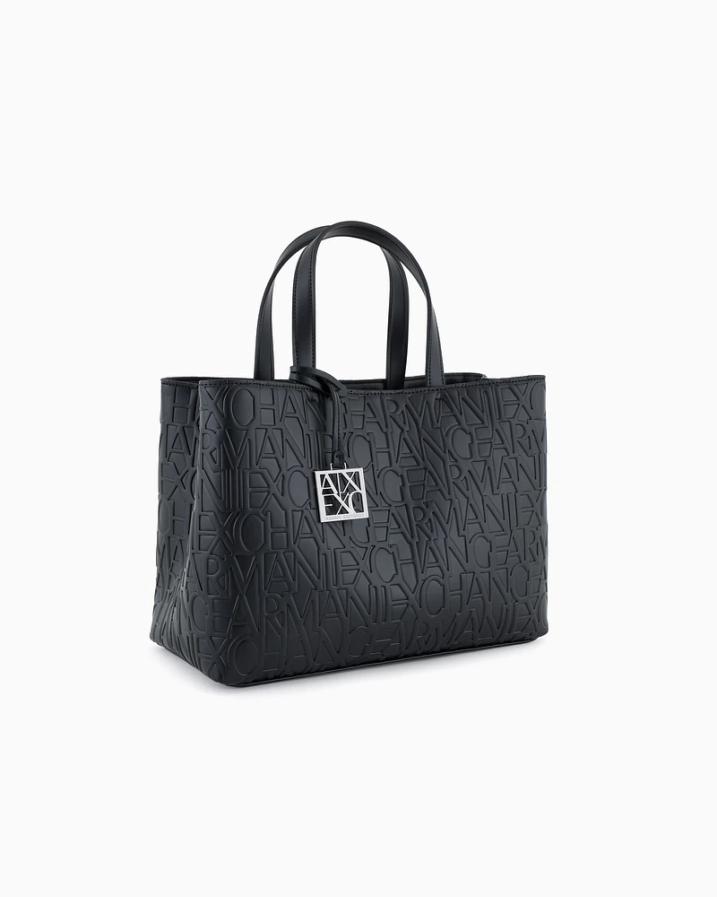 Armani Exchange - Medium shopper with handles and shoulder strap, Woman, Black, Size: TU