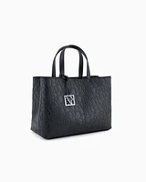 Armani Exchange - Medium shopper with handles and shoulder strap, Woman, Black, Size: TU