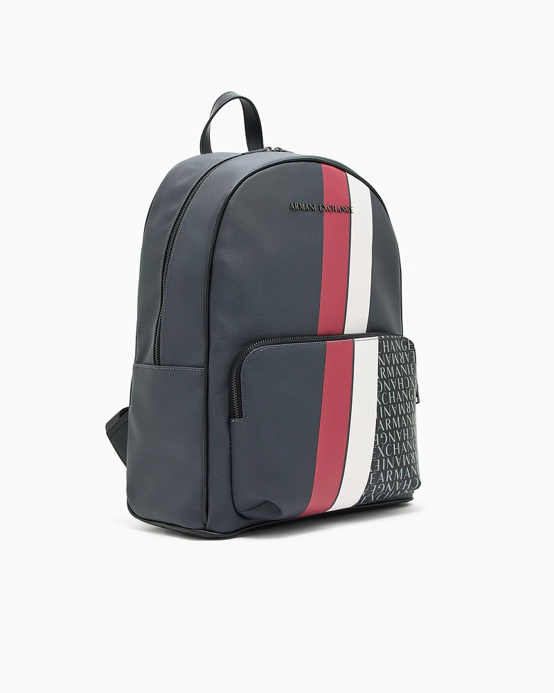 Armani Exchange - Backpack with monogram and stripes, Man, Grey, Size: TU