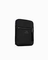 Armani Exchange - Semi-rigid flat shoulder bag with external pocket, Man, Black, Size: TU
