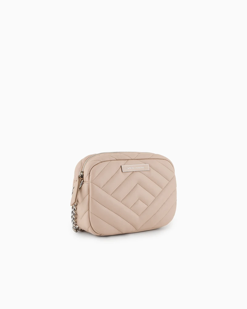 Armani Exchange - Quilted shoulder bag with chain strap, Woman, Pink, Size: TU