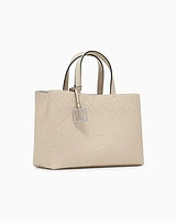 Armani Exchange - Medium shopper with handles and shoulder strap, Woman, Beige, Size: TU