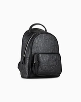 Armani Exchange - Backpack with allover embossed logo, Woman, Black, Size: TU