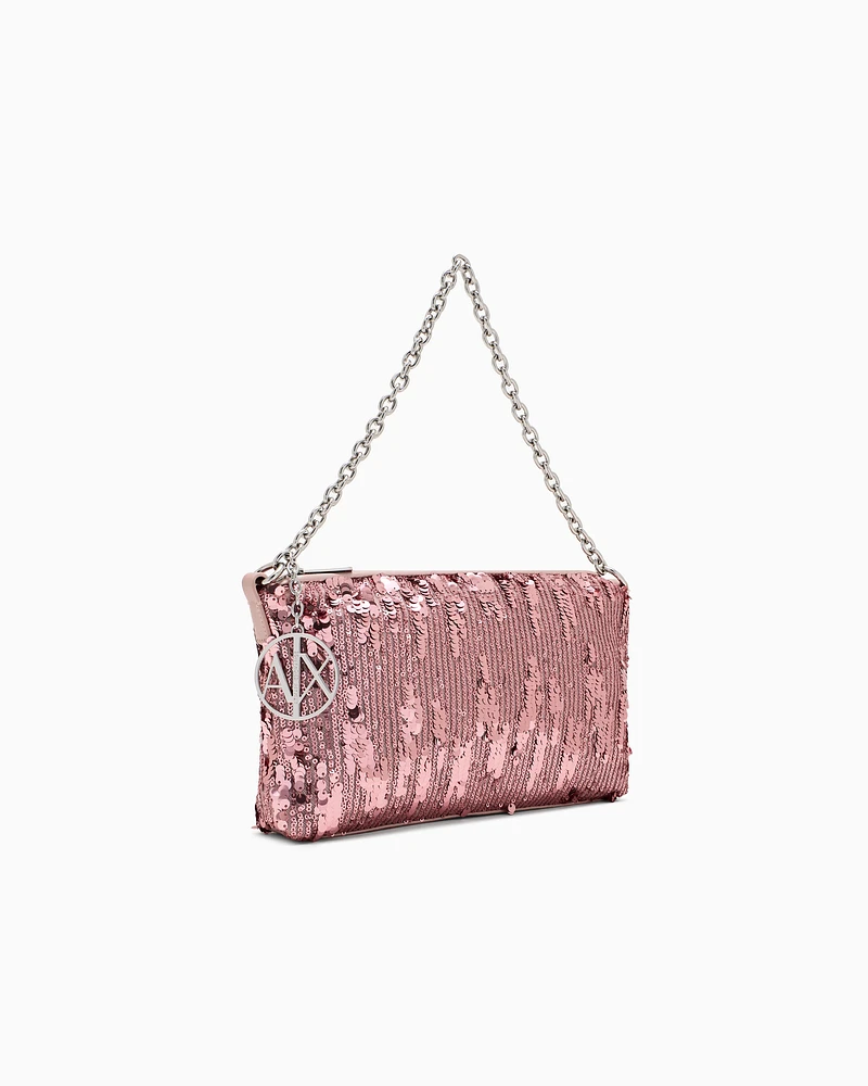 Armani Exchange - Clutch with rhinestones, Woman, Pink, Size: TU