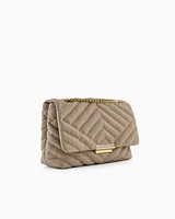 Armani Exchange - Quilted shoulder bag with chain, Woman, Beige, Size: TU