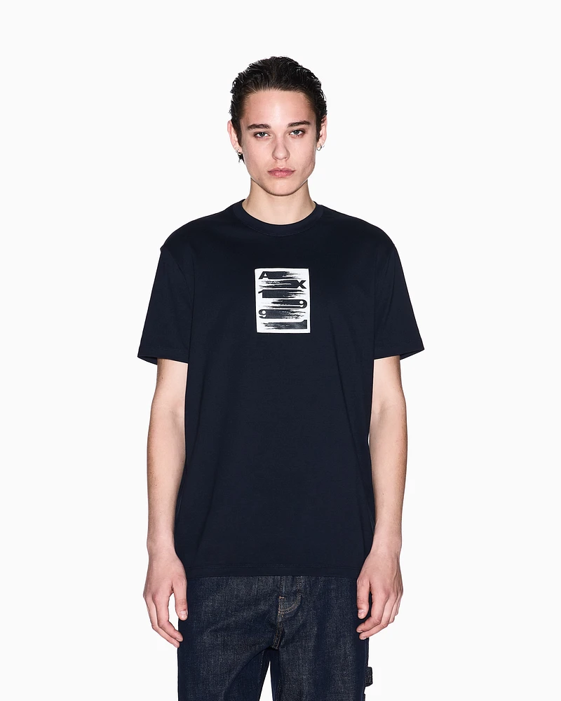 Armani Exchange - Regular fit T-shirt with abstract logo, Man, Navy Blue, Size:
