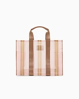 Armani Exchange - Transparent striped fabric shopper bag, Woman, Pink, Size: TU