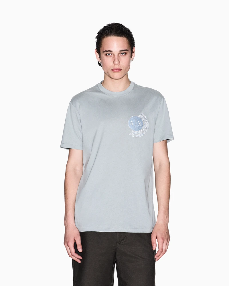 Armani Exchange - Regular fit T-shirt with logo and patch on the chest, Man, Grey, Size: