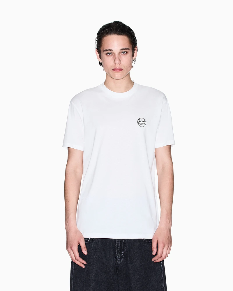 Armani Exchange - Regular fit T-shirt with logo and patch on the chest, Man, White, Size: