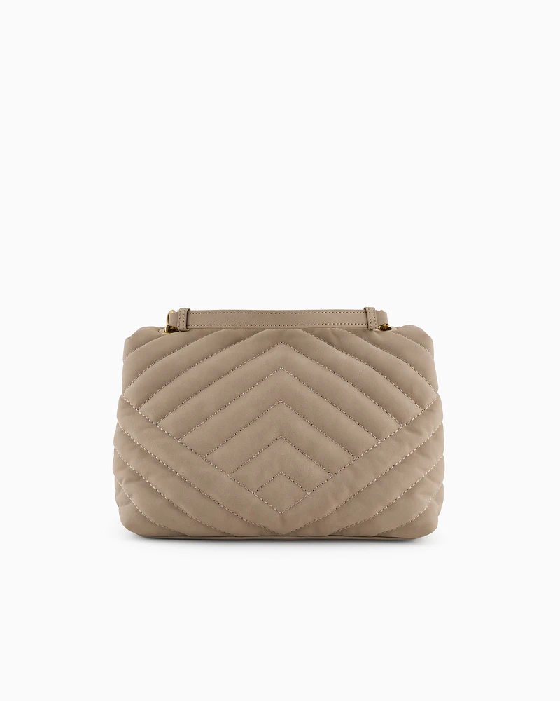 Armani Exchange - Quilted shoulder bag with chain, Woman, Beige, Size: TU