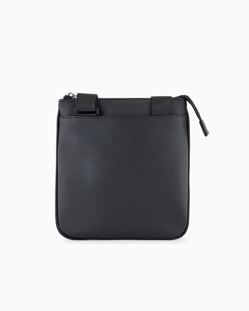 Armani Exchange - Monogram and Stripe Flat Shoulder Bag, Man, Black, Size: TU