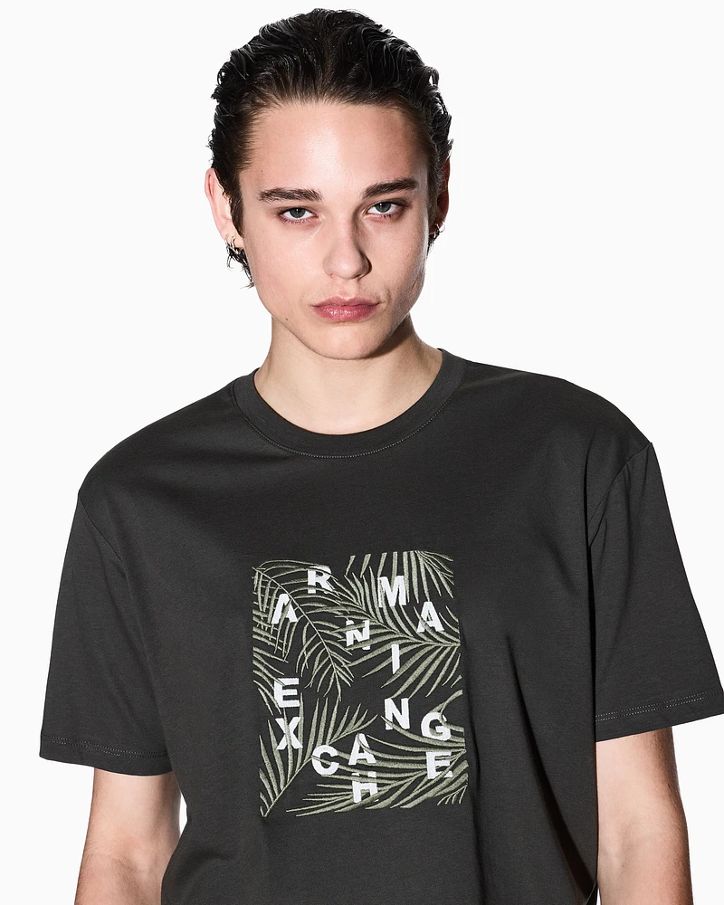 Armani Exchange - Regular fit ASV palm tree print t-shirt, Man, Green, Size: