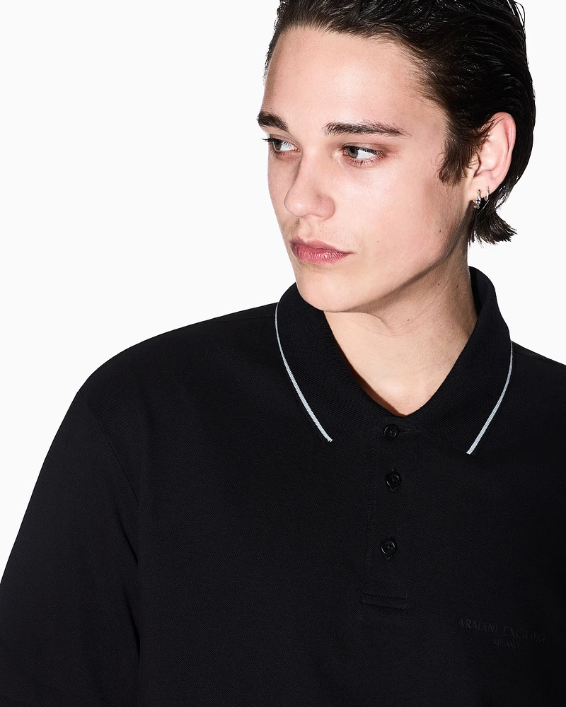 Armani Exchange - Regular fit mercerised cotton polo, Man, Black, Size: