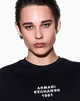 Armani Exchange - Regular fit T-shirt with logo lettering, Man, Navy Blue, Size: