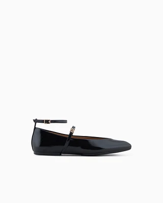 Armani Exchange - Pointed toe ballerinas with straps, Woman, Black, Size:
