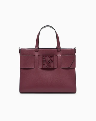 Armani Exchange - Large tote bag with double handles and shoulder strap, Woman, Burgundy, Size: TU