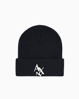 Armani Exchange - NY ASV Logo Beanie Hat, Man, Navy_blue, Size: TU