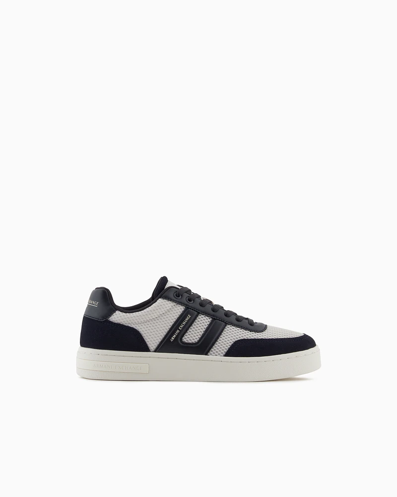 Armani Exchange - Mesh sneakers with contrasting inserts, Man, Navy Blue, Size: