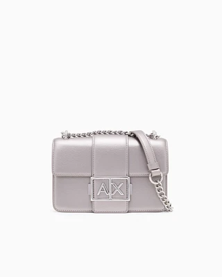 Armani Exchange - Shoulder bag with metal logo, Woman, Silver, Size: TU