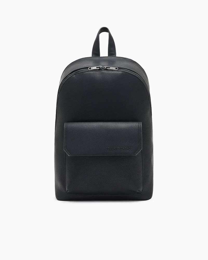 Armani Exchange - Shiny effect backpack with pocket, Man, Black, Size: TU