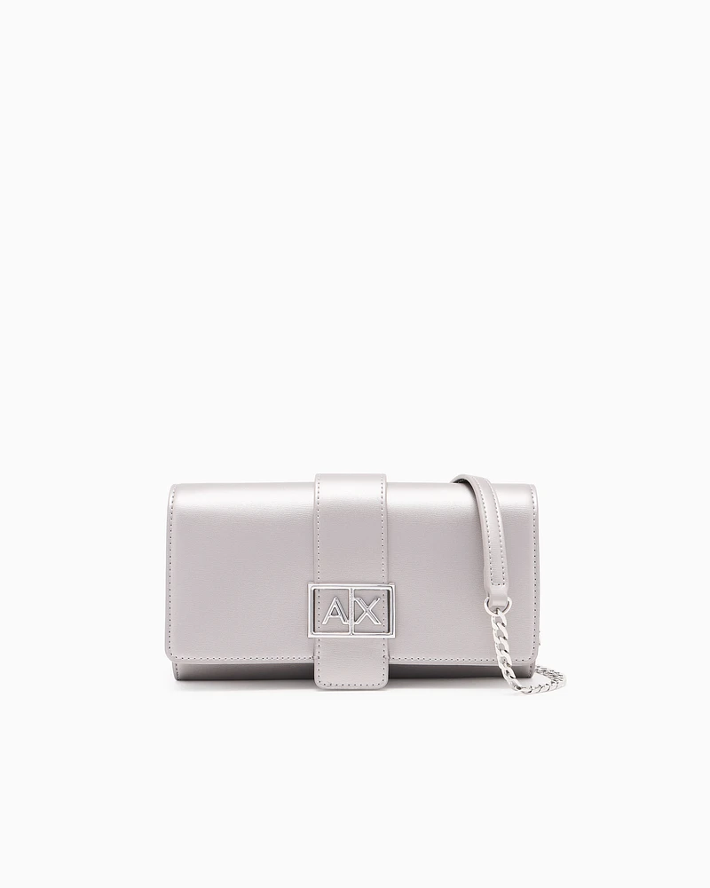 Armani Exchange - Wallet on chain with ASV logo, Woman, Silver, Size: TU