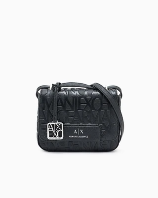 Armani Exchange - Allover logo shoulder bag, Woman, Black, Size: TU