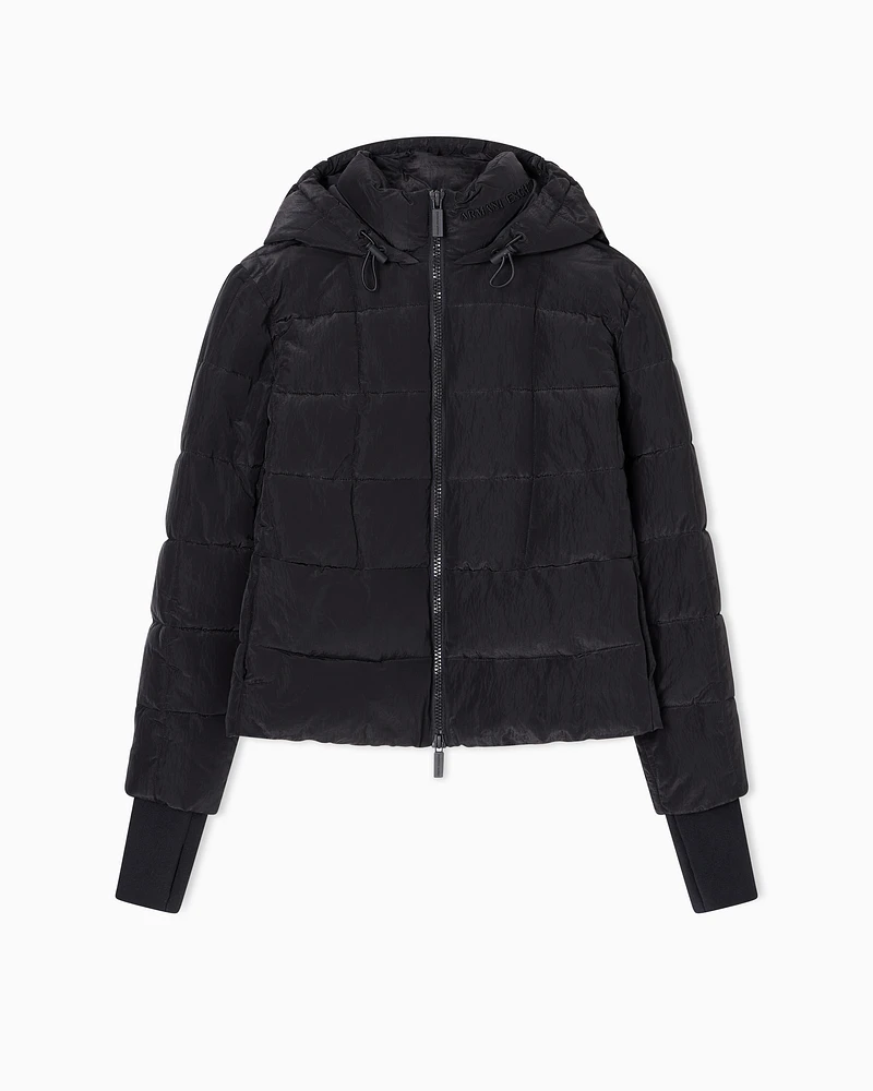 Armani Exchange - Wrinkled nylon jacket, Woman, Black, Size: