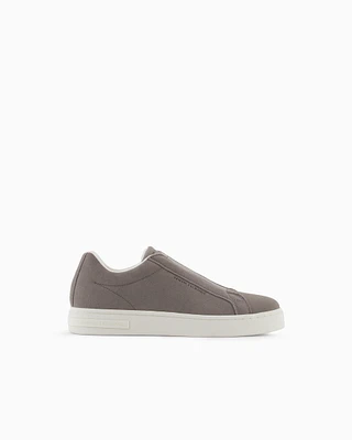Armani Exchange - Leather sneakers with elastic, Man, Brown, Size: