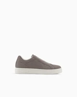 Armani Exchange - Leather sneakers with elastic, Man, Brown, Size: