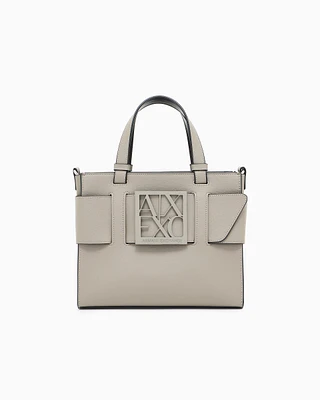 Armani Exchange - Medium tote bag with double handles and shoulder strap, Woman, Brown, Size: TU