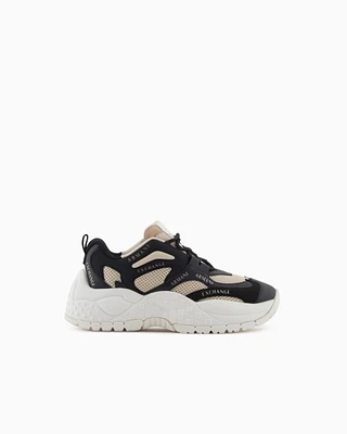Armani Exchange - Chunky sneakers with contrasting inserts, Woman, Black, Size: