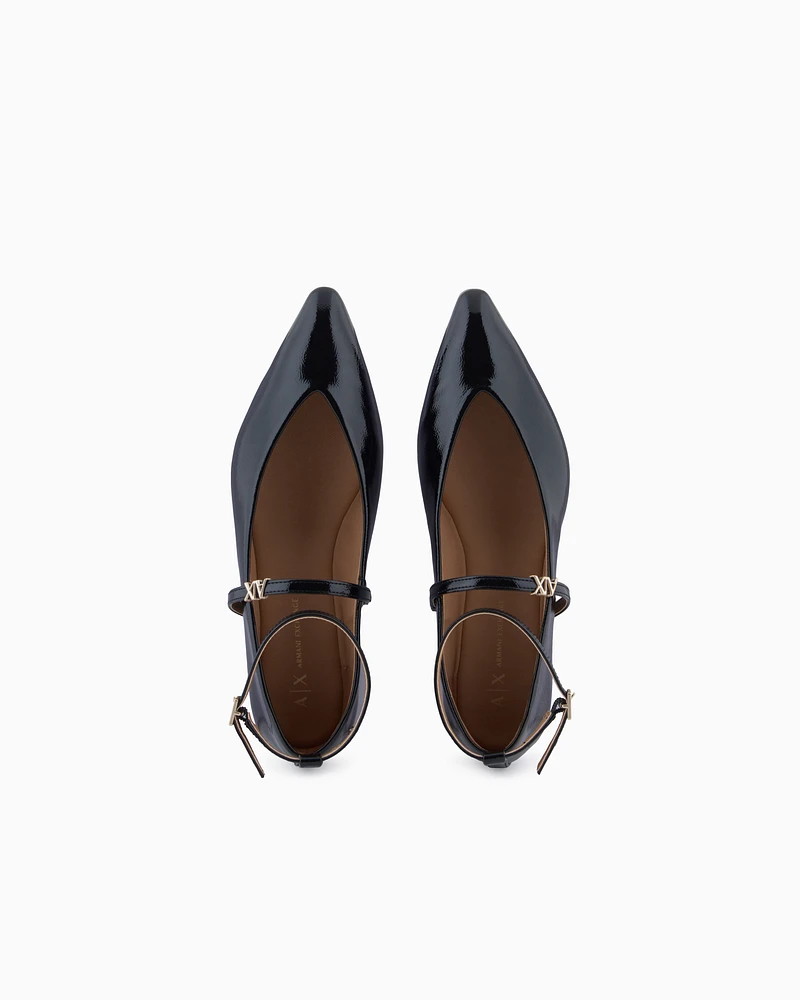 Armani Exchange - Pointed toe ballerinas with straps, Woman, Black, Size: