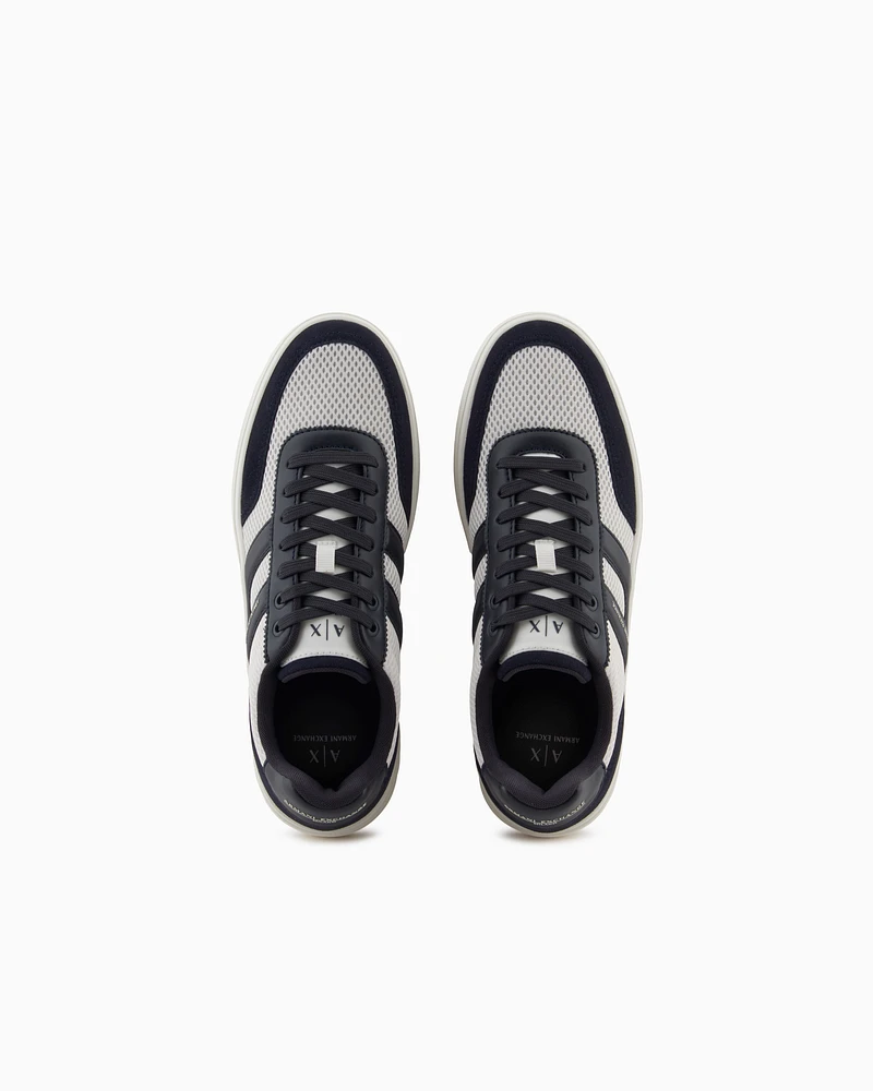 Armani Exchange - Mesh sneakers with contrasting inserts, Man, Navy Blue, Size: