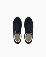 Armani Exchange - Leather sneakers with elastic, Man, Navy_blue, Size: