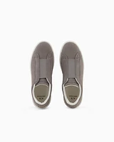 Armani Exchange - Leather sneakers with elastic, Man, Brown, Size: