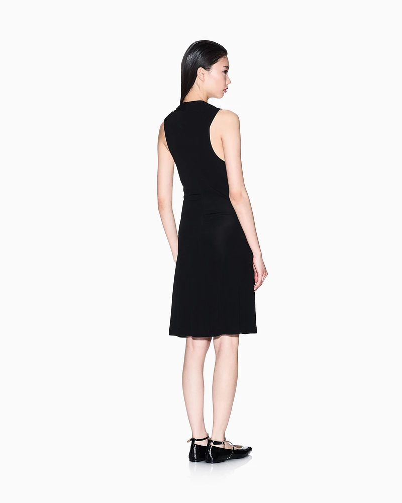 Armani Exchange - Jersey flared midi dresses, Woman, Black, Size: